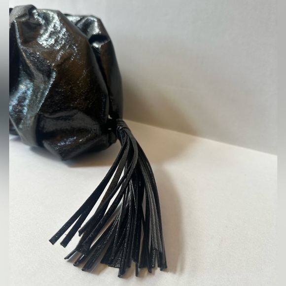NWT! Rebecca Minkoff Elegant Black Metallic Ruched Clutch Bag